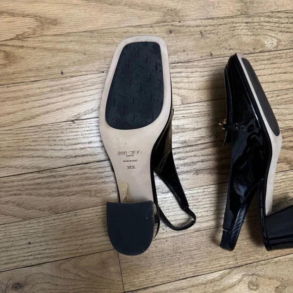 JIMMY CHOO - (New) Diamond Tilda Black Patent Slingback Loafers - NEW - Picture 12 of 16